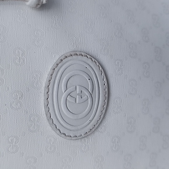 Vintage Gucci White Leather and Canvas Bucket Bag OPHIDIA BUCKET CROSSBODY BAG - Picture 2 of 14